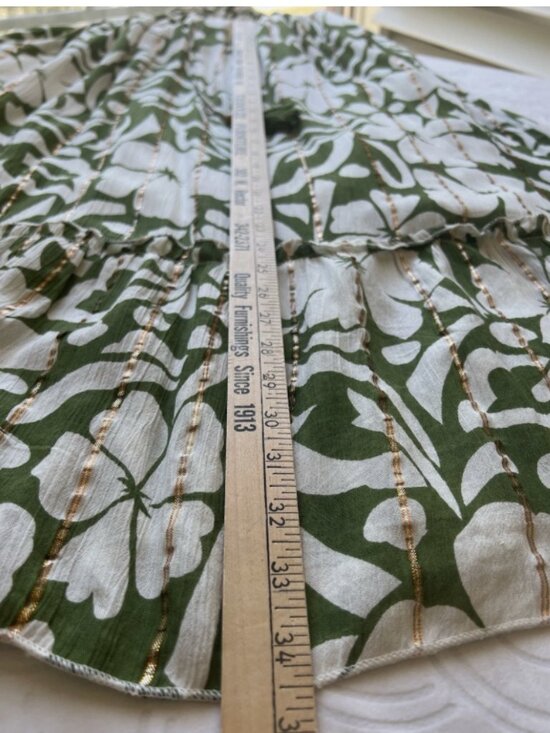 Tropical Floral Maxi Dress | Green White | L/XL | Resort Kimono Sleeve - Picture 10 of 11